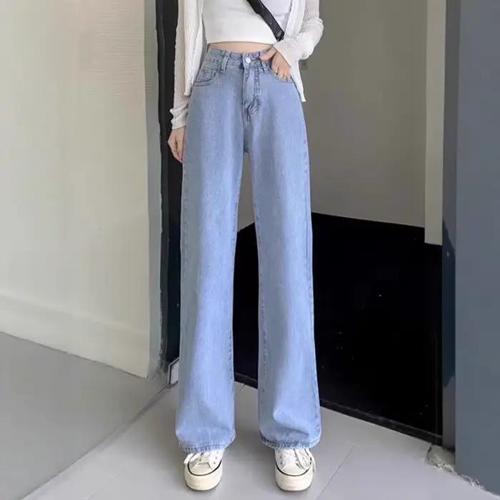 Jean Taille Haute Coupe Droite Nouvelle Collection Printemps 2025 Pour Femmes Occasions Spéciales Et Journées Quotidiennes