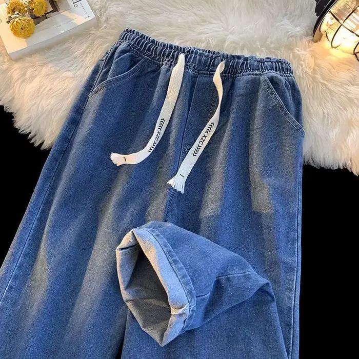 Jeans droits taille haute monochromes pour femmes