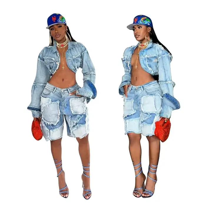Ensemble deux pièces en Denim pour femmes