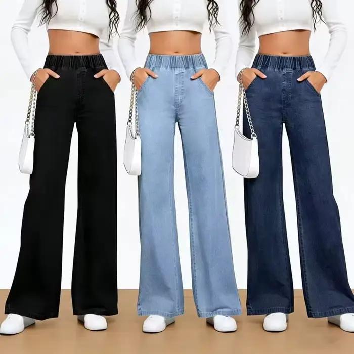Jean ample taille haute coupe droite pour femme – Nouvelle collection automne-hiver – Pantalon large grande