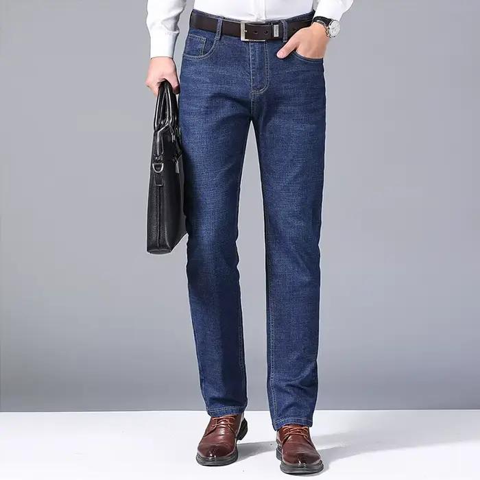 Jean à jambe droite bleu et noir, coupe slim pour hommes, élégant et confortable pour toutes les occasions