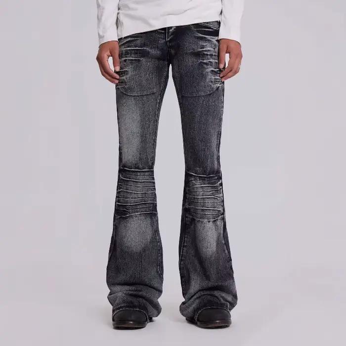 HOUZHOU Y2k Gothic Vintage Bootcut Jeans Homme Femme Harajuku American Retro Flared Denim Trousers Grunge Punk Hip Hop Streetwear