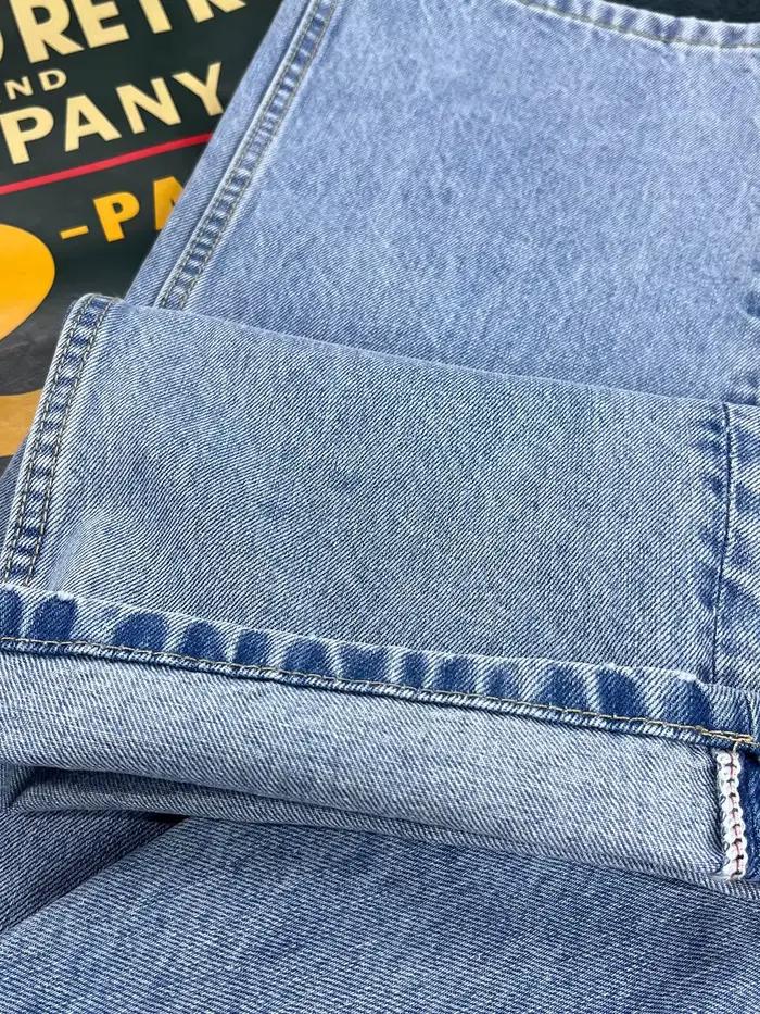 Jean en denim décontracté coupe droite style rétro américain pour homme