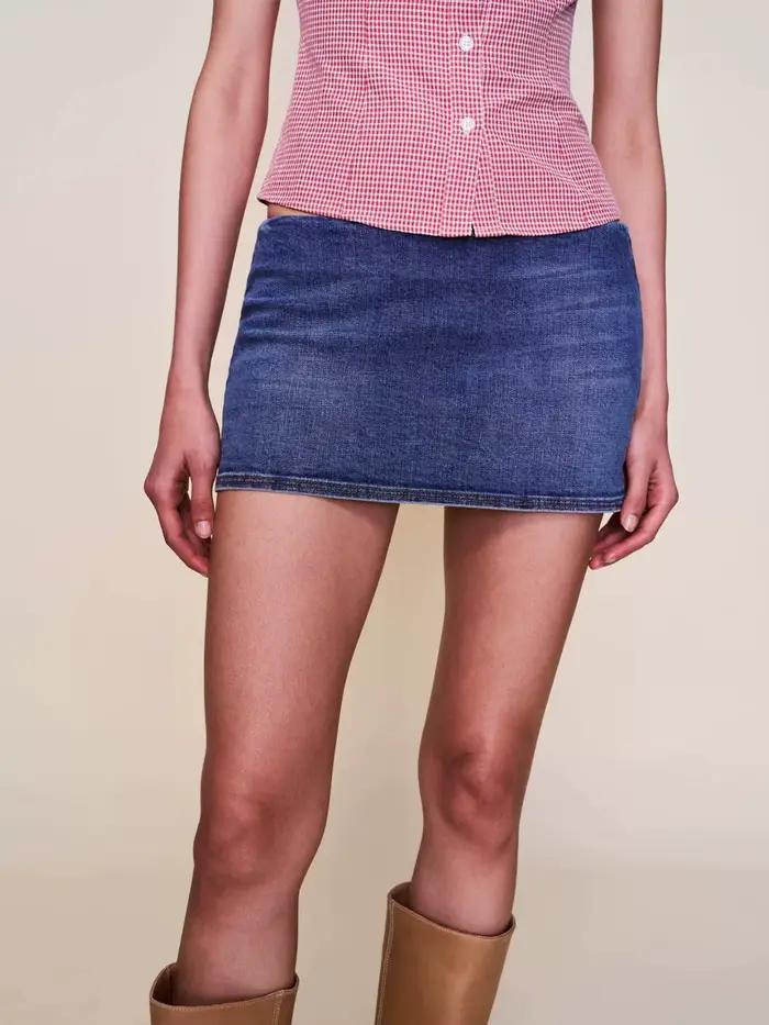 Jupe-culotte en jean délavé bleu clair Guiz