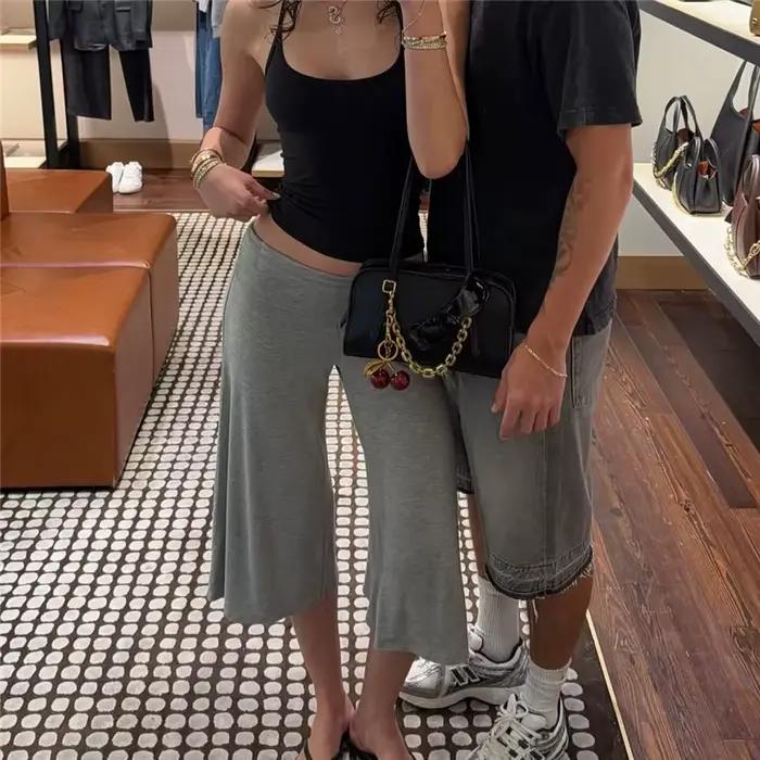 Pantalon Gaucho plissé à taille basse pour femme