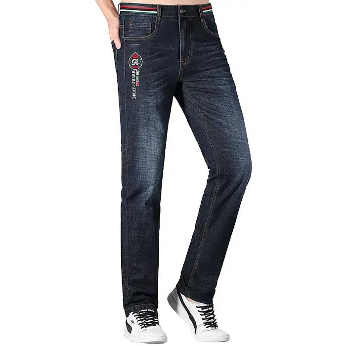Jean long d'été Bruce & Shlavabo pour homme, jean droit baggy, coupe extensible, coton polyester élasthanne, style décontracté et élégant, bleu ciel et bleu, printemps et été, occasion quotidienne