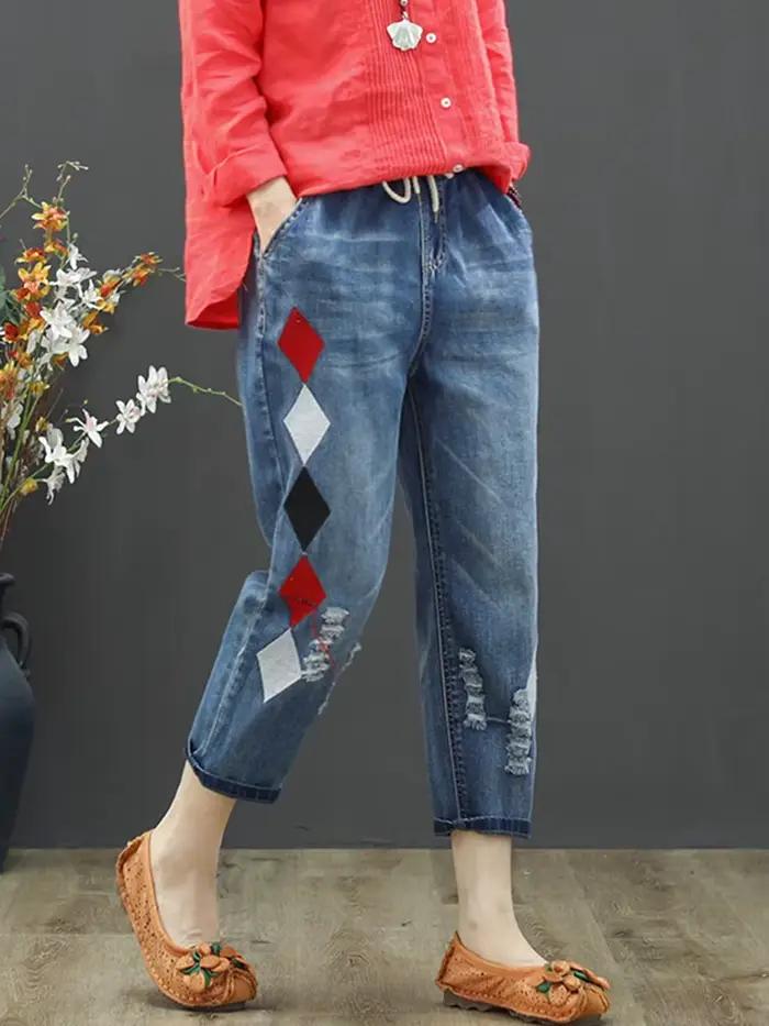 Amax luluE été femmes luxe broderie jean