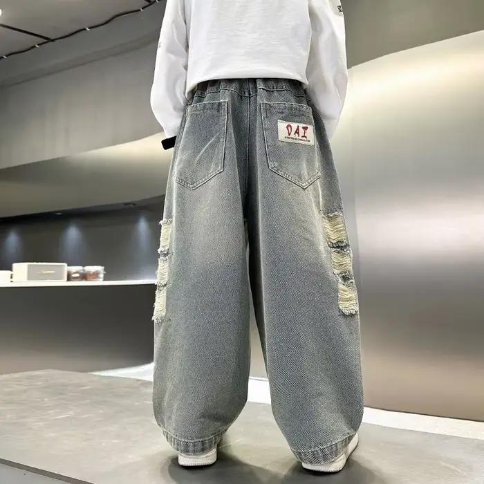 Nouveau élégant enfants garçon Vintage lavage bleu jean