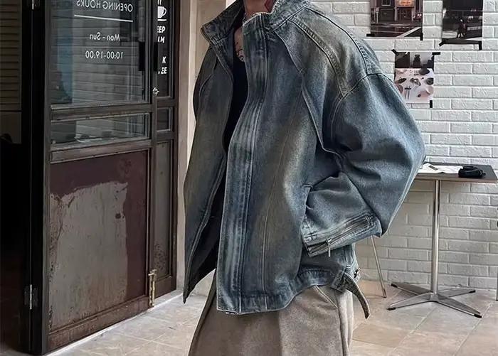 Veste en jean pour homme au look haut de gamme