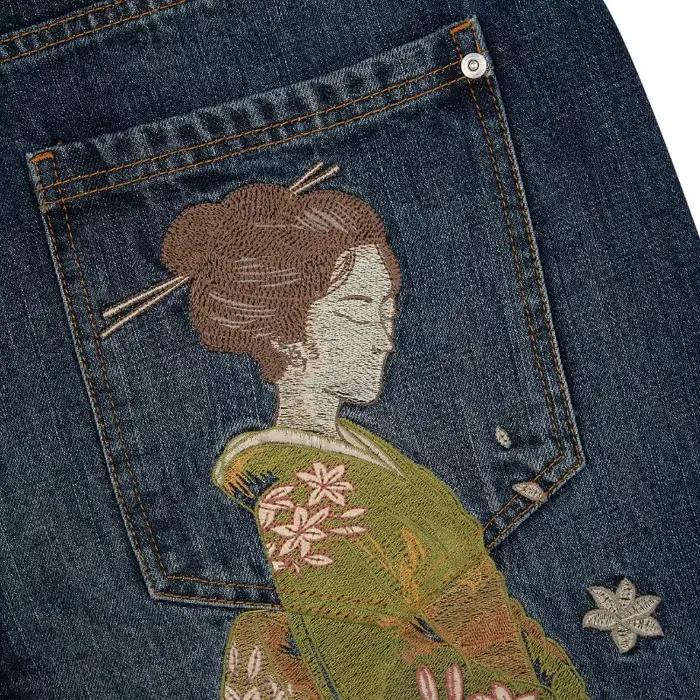 Harajuku fleur femme broderie Baggy jean délavé Y2K Vintage années 2000 streetwear pantalon gothique américain hommes