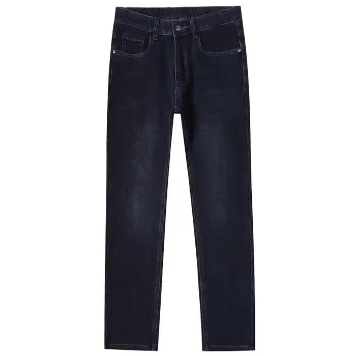 Jean haut de gamme style européen décontracté pour hommes automne hiver matériaux épais couleurs blanche rouge coupe droite tendance ajustement flexible occasions professionnelles détendues