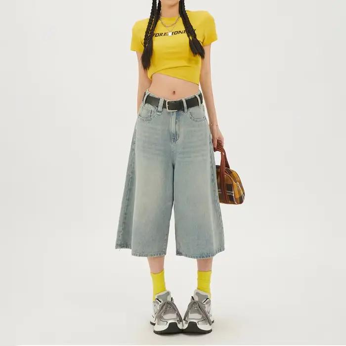 Short en jean bleu pour femme