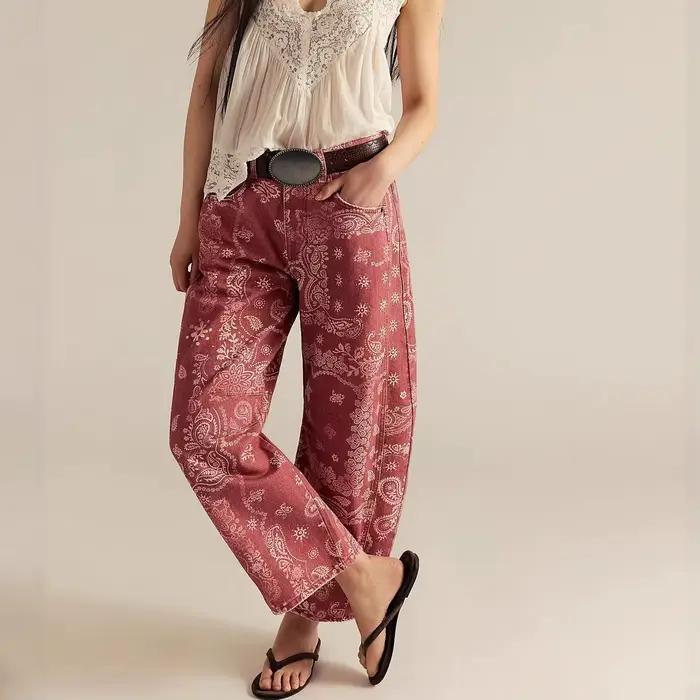 Jeans Teelynn en Denim de Coton Style Bohème Plage pour Femmes Occasions Estivales