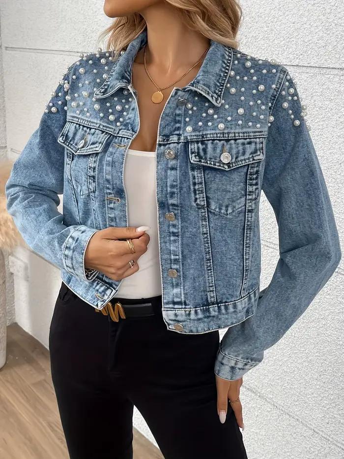Veste en jean perlée tendance pour femmes