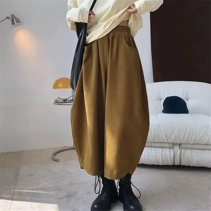 Pantalon Carotte YKANGS Femme Décontracté Vintage Japonais Large Taille Elastique Occasions Spéciales
