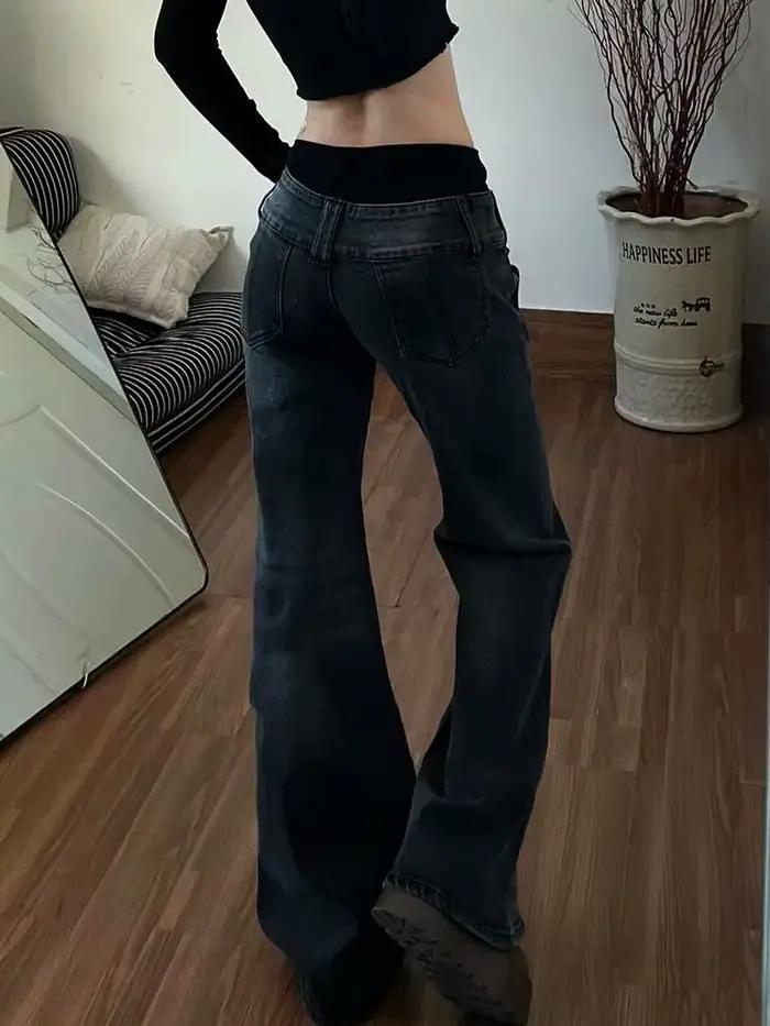 HOUZHOU Jeans Bootcut Vintage Sexy