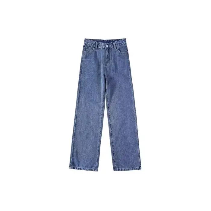 Jean en denim taille haute à jambe droite pour femme
