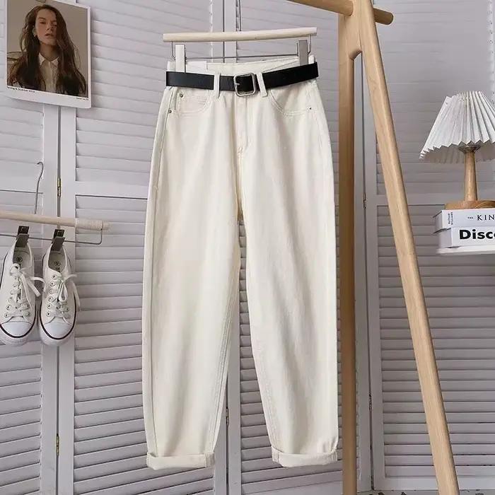 Femmes printemps taille haute fermeture éclair Denim sarouel ample jean femme Vintage ballon pantalon dames