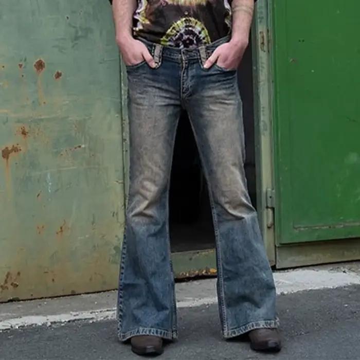 Jeans évasés monochromes pour hommes