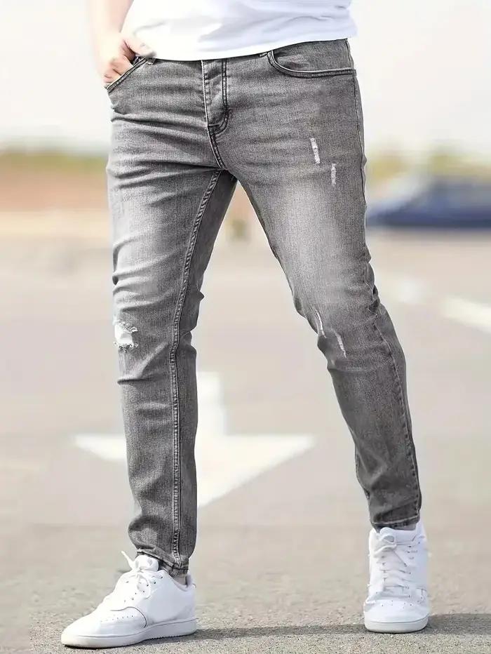 Jeans Stretch Slim Fit Homme Décontractés Noir Bleu Gris Occasions Spéciales Voyager Détente