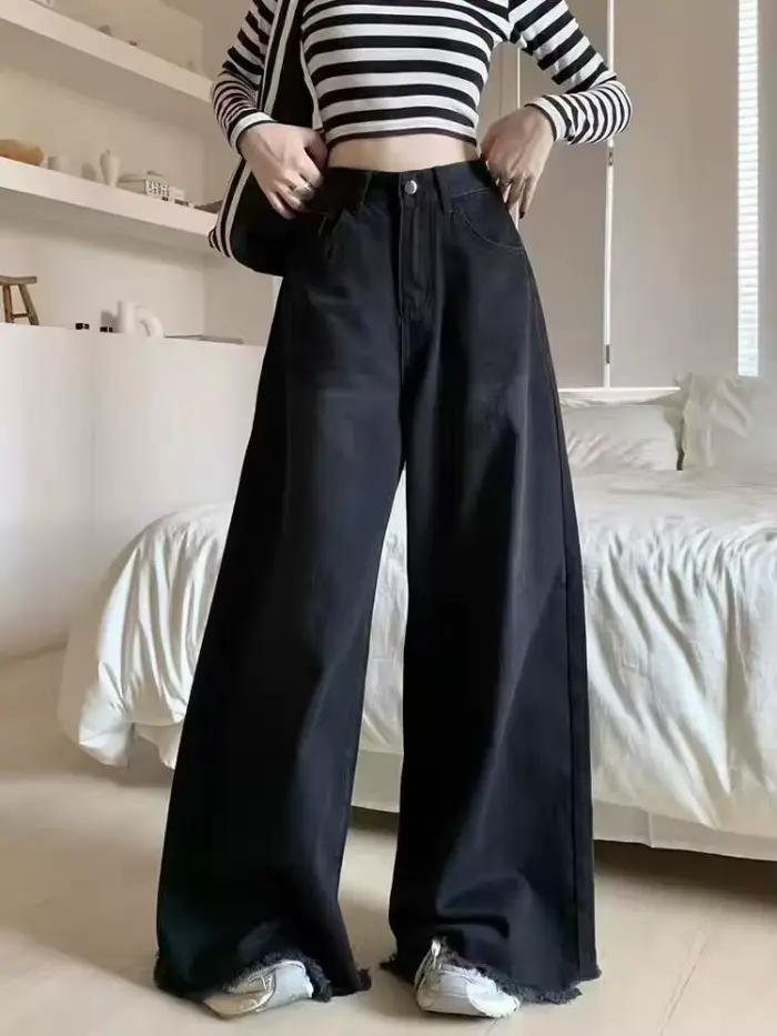 Jean à jambes larges femmes Denim pantalon Vintage