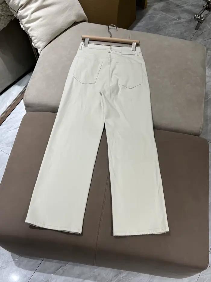 Jeans en coton pour femmes, coupe ample et droite