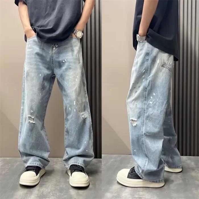 Jeans déchirés décontractés pour hommes coréens