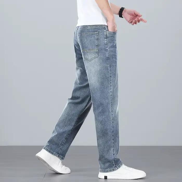 2025 nouveau été mince hommes jambe droite pantalon denim