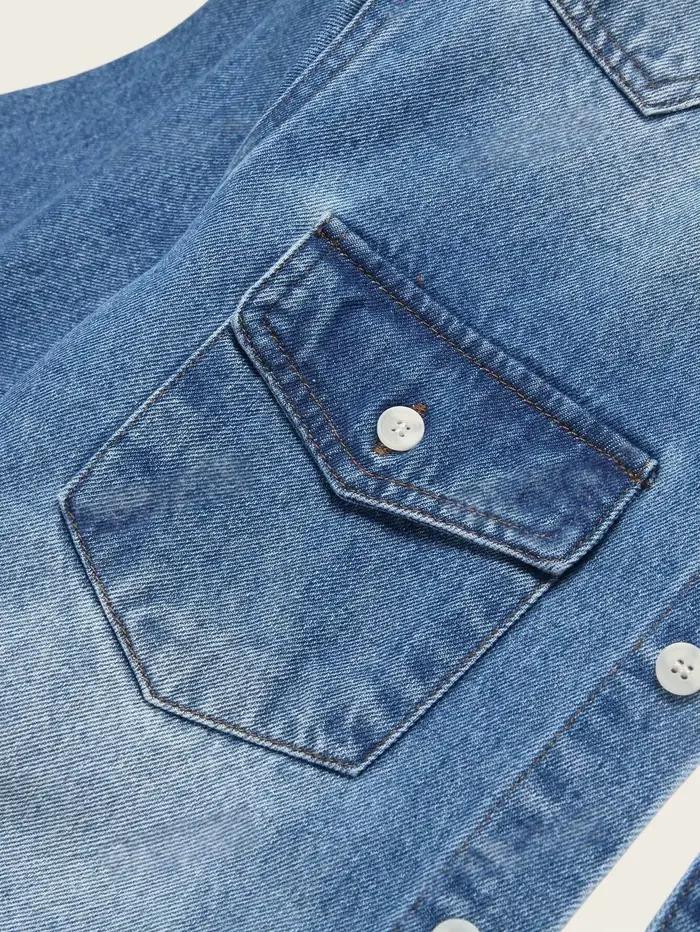 Chemise en jean vintage à manches courtes pour homme
