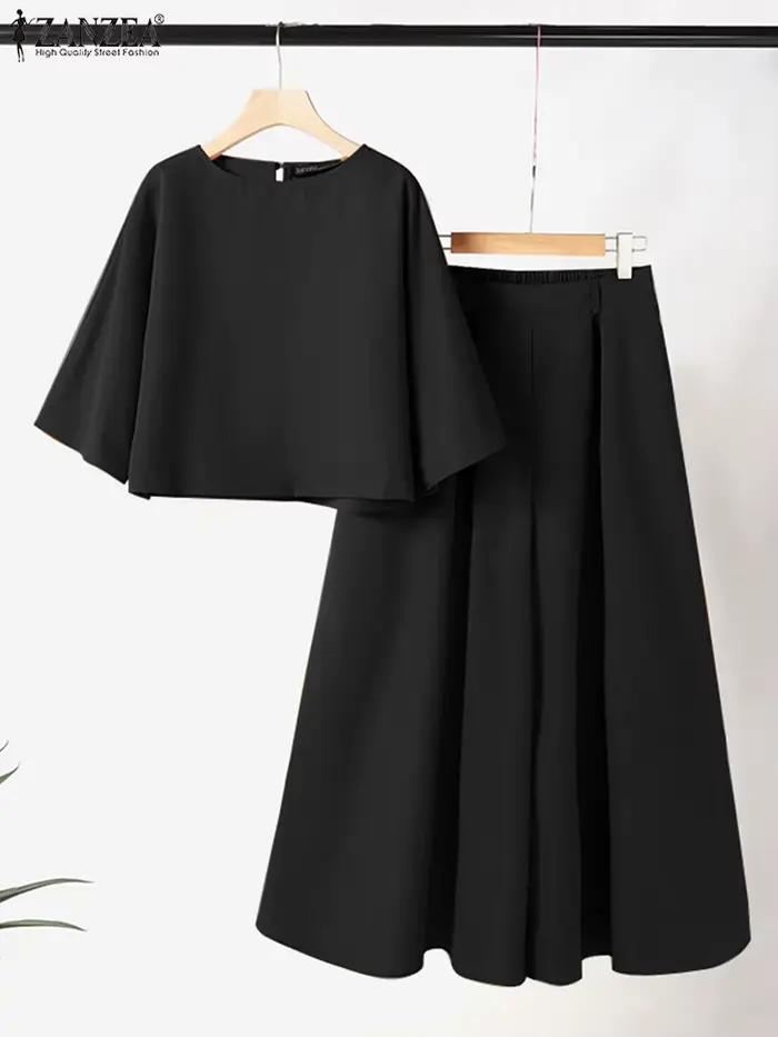 ZANZEA femmes casual 2 pièces pantalon ensembles ample 3/4 manches hauts pantalons à jambes larges 2