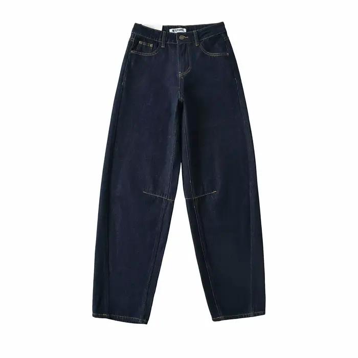 Jean ample à jambes larges style rétro américain délavé pour hiver confortable et décontracté femmes occasions quotidiennes