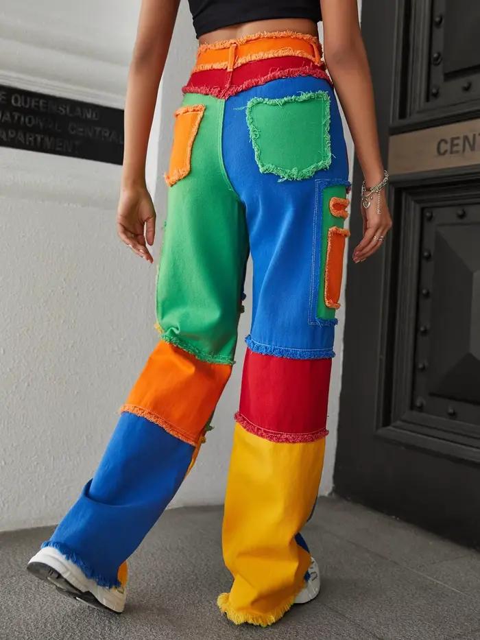 Jeans Workwear Colorblock pour Femme