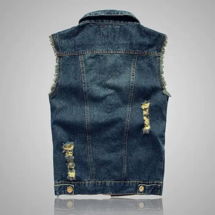 Gilet en jean pour homme style coréen sans manches coupe ajustée veste en jean grande taille décontractée pour printemps été automne vêtements de travail 6XL occassionnels quotidiennes