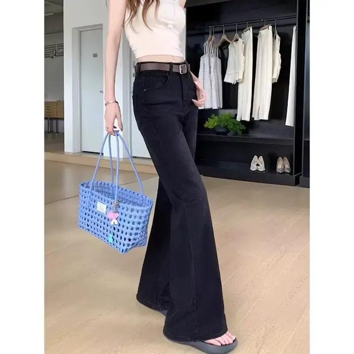 Jean évasé taille haute pour femme