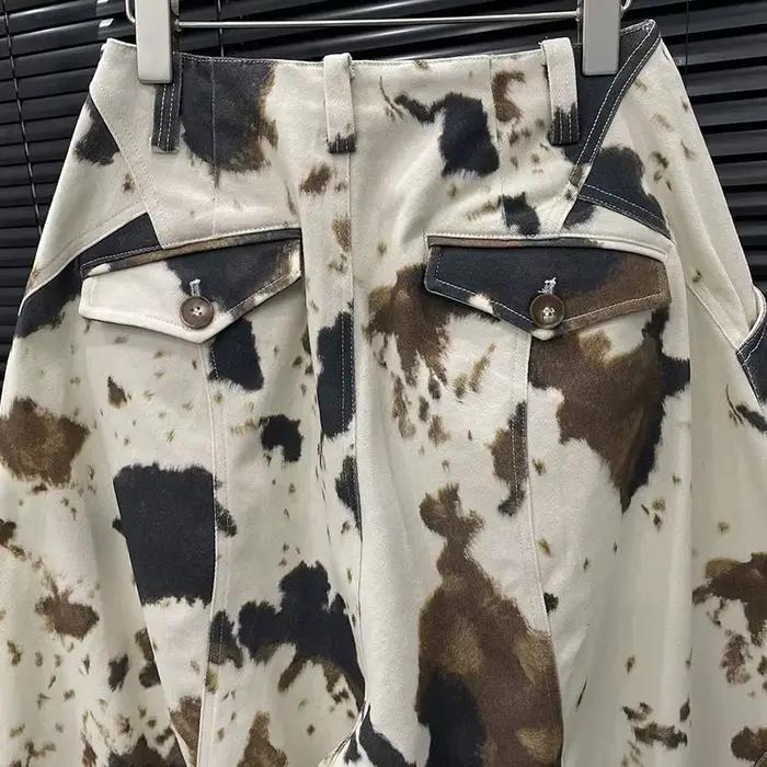 DEAT 2025 début automne nouveau Style ample motif contraste couleur jean pour femmes