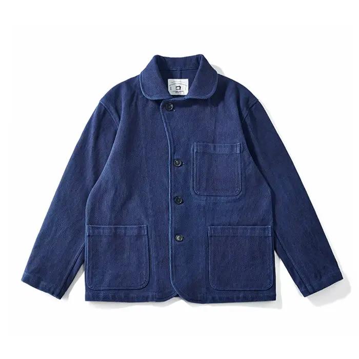 Veste Indigo poids lourd hommes automne hiver vêtements de travail Vintage