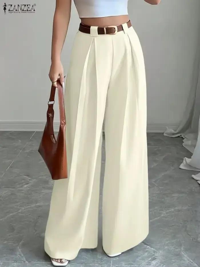 2025 ZANZEA mode femmes Pantalon automne taille haute bureau travail