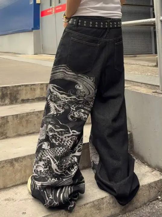 Jeans baggy vintage punk streetwear pour hommes