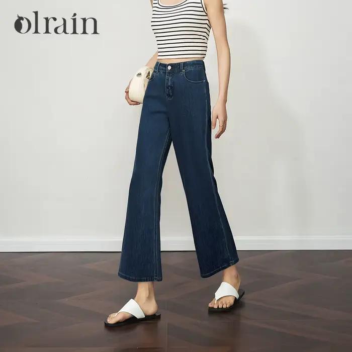 OLrain Jean évasé bleu pour femme
