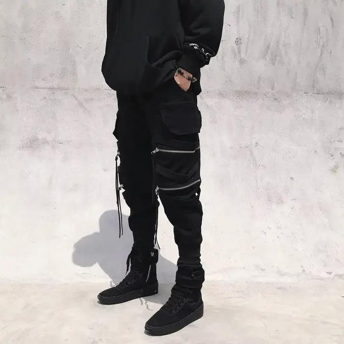 Pantalons de Jogging hommes Streetwear Techwear Hip Hop Cargo pantalon Harajuku noir mode décontracté haute rue