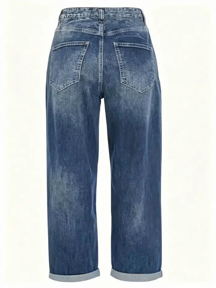 Jean bleu taille haute pour femme