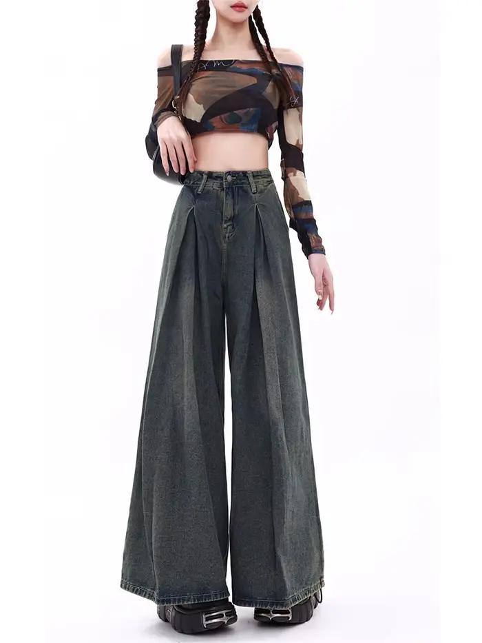 Jean Baggy Bleu Y2k pour Femme