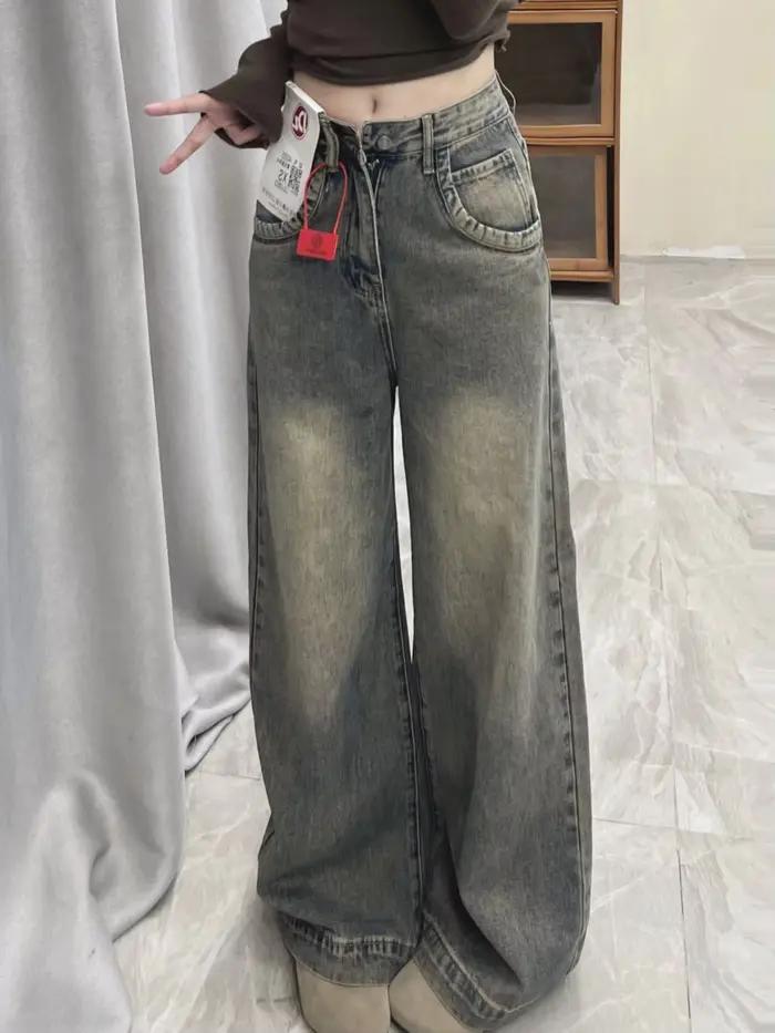 Jeans vintage à jambes larges pour femmes