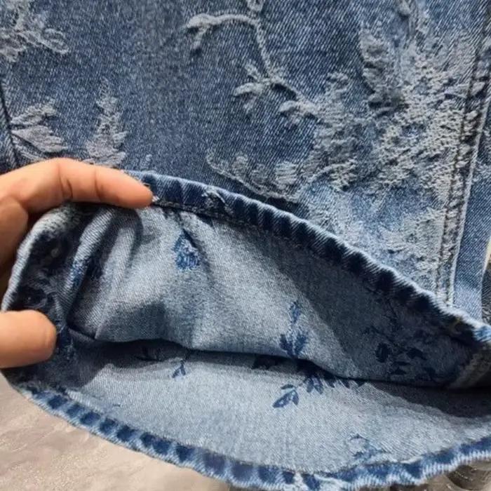 Jean Jacquard à jambes larges pour femmes
