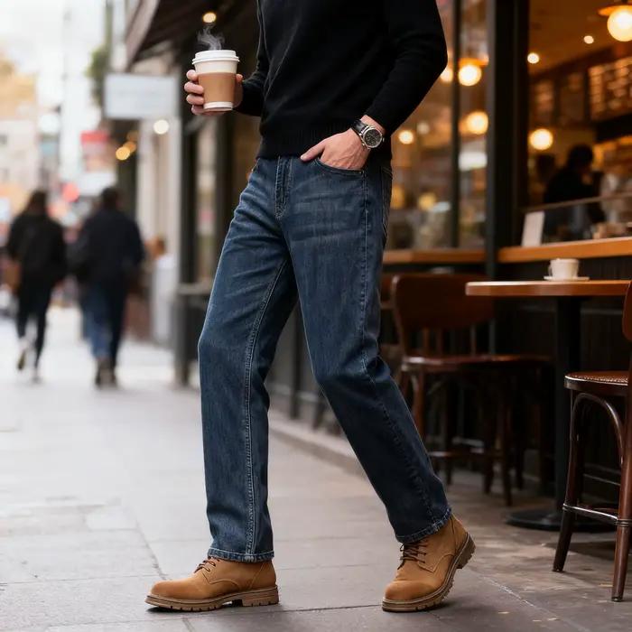 Jean homme nouveau tube droit ample jambe large 2025 automne pantalon
