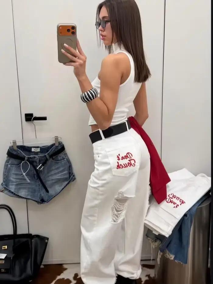 Jeans droits taille basse pour femmes