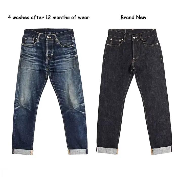Jean Red Tornado 16oz Slim Straight Fit en denim rose délavé à bords francs