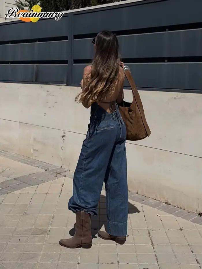 Combinaison Salopette en Jean Bleu pour Femme