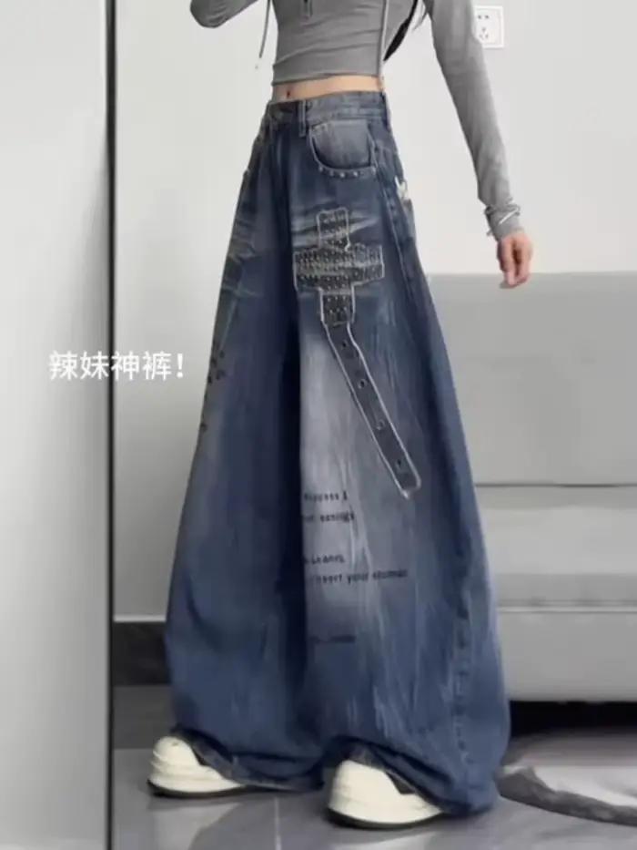 Jean baggy Y2K Harajuku pour femme