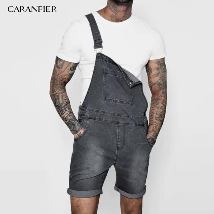 CARANFIER jean hommes combinaisons haute rue en détresse Denim salopette pour homme genou Kength pantalon lavage poche